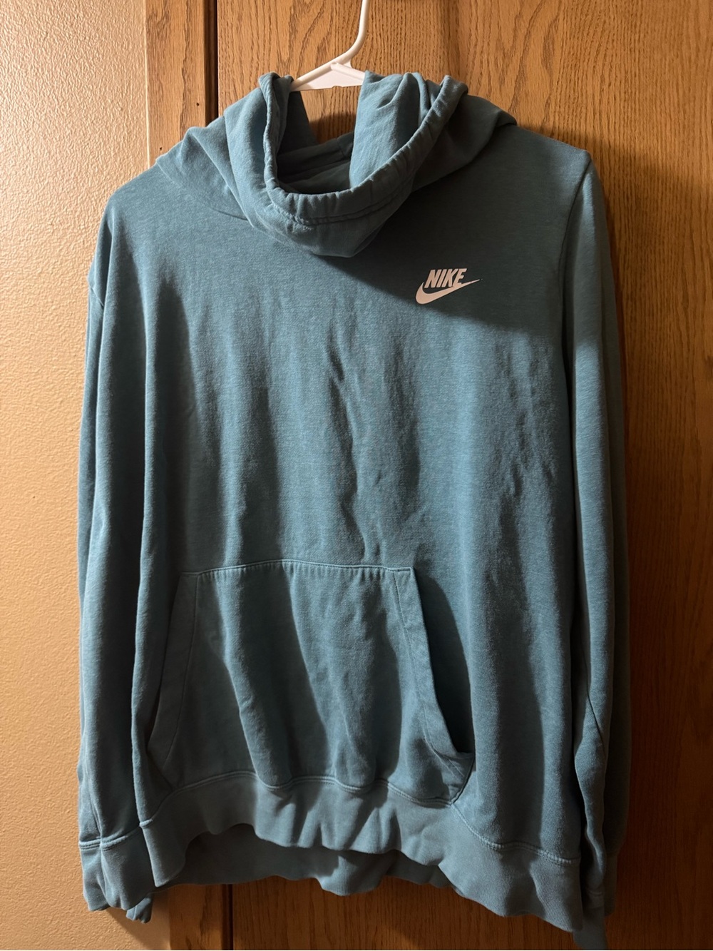 Nike Slate Teal Green Pullover Cowl Neck Hoodie with White Logo